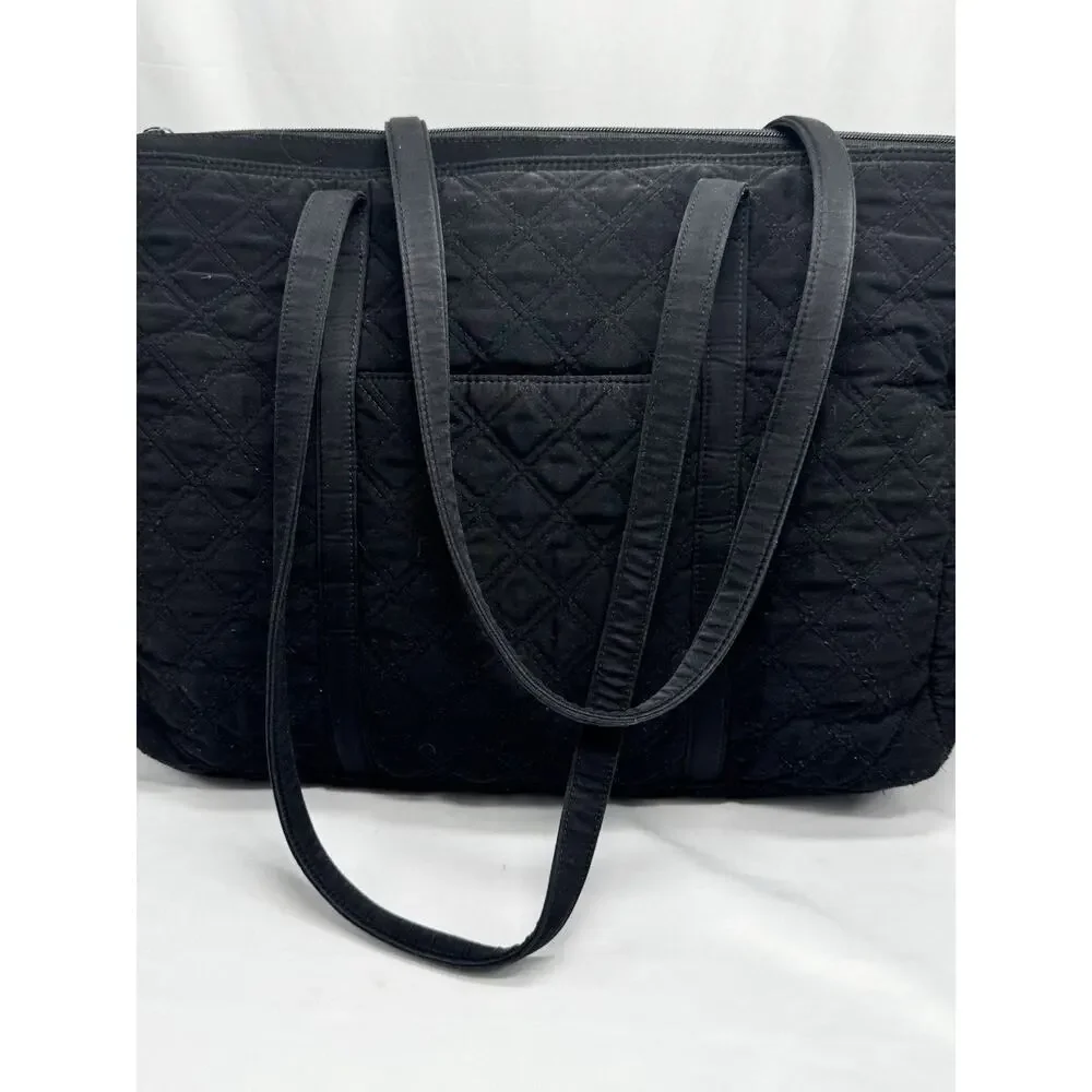 Vera Bradley Baby Diaper Bag Black Paisley Lined Quilted Tote Travel Workout